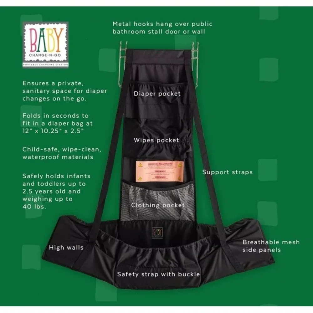 Baby Change-N-Go: Portable Travel Diaper Changing Station Center - Black NEW
